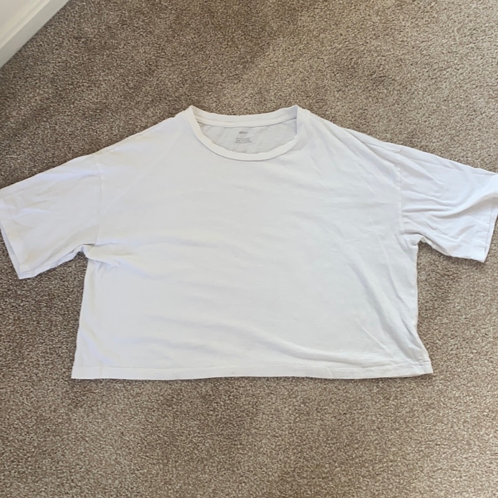 Aerie White Boxy Cropped Tee